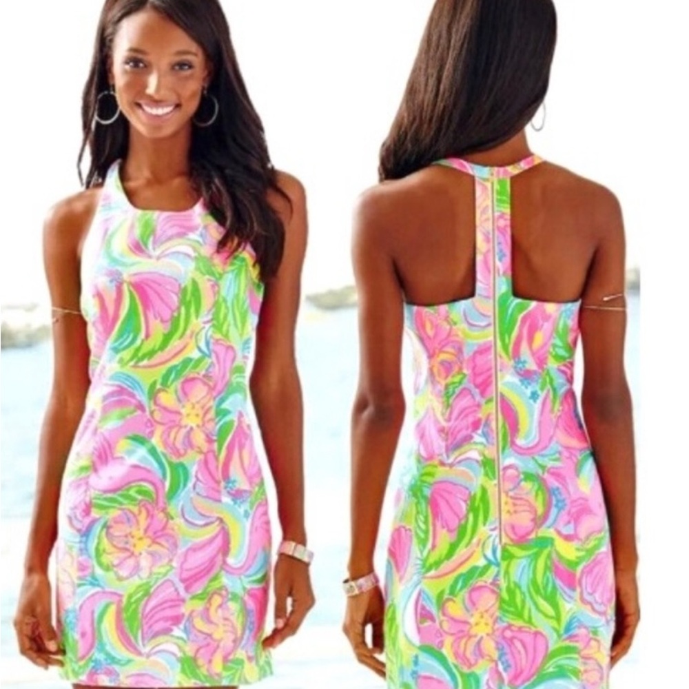 Lilly Pulitzer Grayes Shift Dress Multicolor Floral Resort Vacation Size 2